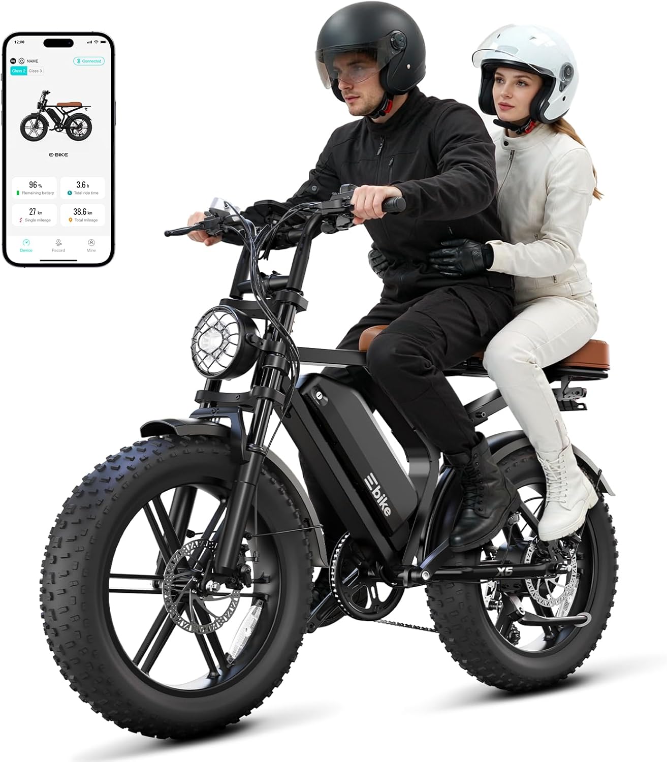 Bicicleta eléctrica para adultos, motor de pico de 1500 W, bicicleta retro E, rango de 65/120 millas, batería extraíble de 48 V 15 Ah, neumáticos gruesos de 20 x 4 pulgadas, suspensión completa