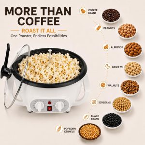 Upgrade Coffee Roaster Machine for Home Use, 110V Household Electric Coffee Bean Roaster with Timer 1200W Roasting Machine Peanut Bean Home Coffee Roaster