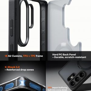 TORRAS Q3 Spin for Samsung Galaxy S26 Ultra Case with 360 Magnetic Stand, Compatible with Magsafe, 4X Military-Grade Shockproof S26 Ultra Phone Case with Kickstand, Translucent Frosted Black
