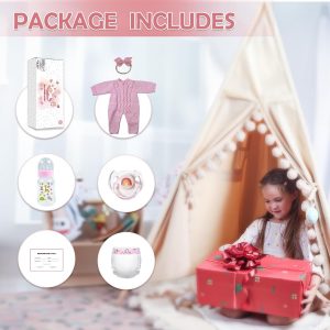 WOOROY Realistic Reborn Baby Dolls – 18-Inch Real Life Sleeping Newborn Girl, Lifelike Doll with Weighted Soft Body, Handmade Gift Toy with Accessories for Kids Age 3+