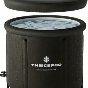 The Pod Company Standard Ice Bath Tub, 84 Gallon Cold Plunge Tub with Cover Lid, Portable Inflatable Ice Plunge Tub for Adults, Side Drain, Chiller Compatible (Requires Conversion Kit)