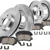 Callahan Brake Parts Front and Rear Brake Kit For BMW X5 2007-10 - Drilled & Slotted Disc Rotors with Ceramic Brake Pads + Sensors, EBYK034998