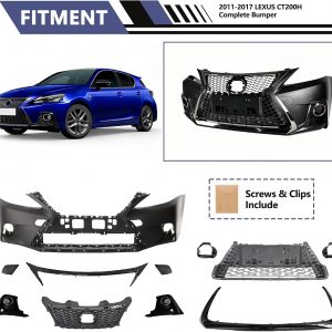 Complete Bumper Kit Compatible with 2011-2017 CT200H To 2020+ F-Sport Style Front