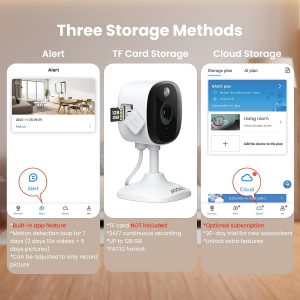AOQEE 2K Cameras for Home Security-Outdoor/Indoor Camera for Dog/Cat/Pet/Nanny/Baby/Elderly, Color Night Vision, White Light, Siren, 24/7 SD Recordings, Works with Alexa, Plug in (C1-White-2pack-2.4G)