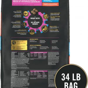 Purina Pro Plan - Alimento para perros de raza grande con piel y estómago sensibles con probióticos, fórmula de salmón y arroz, bolsa de 34 libras