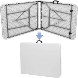 SUPER DEAL 6FT Folding Table for Indoor Outdoor, Portable Heavy Duty Fold-in-Half Plastic Dining Picnic Party Camping Table with Carrying Handle