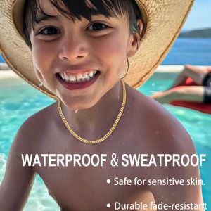 Avotto - Cadena de eslabones cubanos chapada en oro de 14 quilates para hombres y niños, acero inoxidable, collar resistente que no se decolora, joyería de Navidad, regalo, 14/16/18/20/22/24 pulgadas