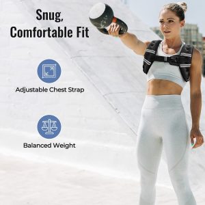 Zeerun Chaleco con peso, 6 libras, 8 libras, 10 libras, 12 libras, 15 libras, 18 libras, 20 libras, 24 libras, 30 libras, para hombres y mujeres, hebilla ajustable a rayas reflectantes, cómodo y duradero, chaleco para caminar, correr, entrenamiento de fuerza