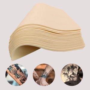 Rayyl Tattoo Practice Skin Transfer Paper Tool Kit - 344Pcs Include Tattoo Fake Skins with Transfer Paper Machine Covers Transfer Gel Ink Cups Grip Tapes Tattoo Kit for Beginners & Artists