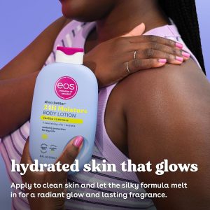 eos Shea Better Loción corporal Vanilla Cashmere, cuidado de la piel con humedad las 24 horas, ligera y no grasosa, karité natural, vegano, loción corporal de vainilla, 16 onzas líquidas