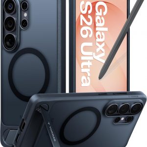 TORRAS Strong Magnetic & Seamless Stand for Samsung Galaxy S26 Ultra Case, Fit for MagSafe, Mil-Grade Drop Protection, Kickstand for Samsung Galaxy S26 Ultra Case, Translucent Back/Black Edge