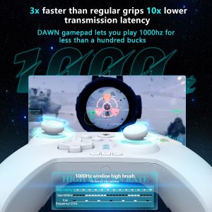 YUYIU RGB 2.4G Wireless PC/Switch Controller with Turbo/Programming Keys/Hall Joysticks/Hall Triggers/Vibrations, Gamepad Work for Windows PC, Android, Switch, Steam, Android TV/Mobile, iOS, MAC &Tesla (White)