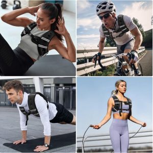 Zeerun Chaleco con peso, 6 libras, 8 libras, 10 libras, 12 libras, 15 libras, 18 libras, 20 libras, 24 libras, 30 libras, para hombres y mujeres, hebilla ajustable a rayas reflectantes, cómodo y duradero, chaleco para caminar, correr, entrenamiento de fuerza