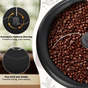 Coffee Roaster Machine for Home Use, 800g Capacity Electric Coffee Bean Roaster Machine with Timer 0-240℃ Non-Stick for Cafe Shop, Nut, Peanut, Black Bean, Soybeans 110V 1200W