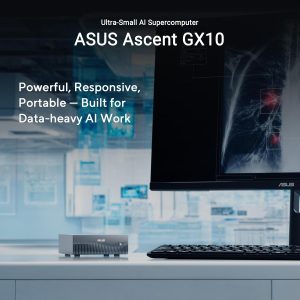 ASUS Ascent GX10 AI Supercomputer, DGX Spark, NVIDIA GB10 Superchip, 128GB LPDDR5x, 2TB PCIe Gen4 NVMe SSD, Wi-Fi 7 & BT5.4, Agentic AI Ready, Supports OpenClaw, NemoClaw, Stackable Chassis