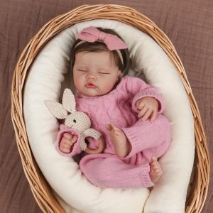 WOOROY Realistic Reborn Baby Dolls – 18-Inch Real Life Sleeping Newborn Girl, Lifelike Doll with Weighted Soft Body, Handmade Gift Toy with Accessories for Kids Age 3+