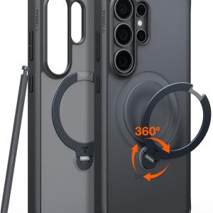 TORRAS Q3 Spin for Samsung Galaxy S26 Ultra Case with 360 Magnetic Stand, Compatible with Magsafe, 4X Military-Grade Shockproof S26 Ultra Phone Case with Kickstand, Translucent Frosted Black