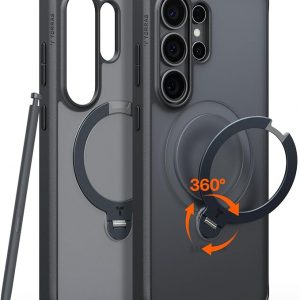 TORRAS Q3 Spin for Samsung Galaxy S26 Ultra Case with 360 Magnetic Stand, Compatible with Magsafe, 4X Military-Grade Shockproof S26 Ultra Phone Case with Kickstand, Translucent Frosted Black