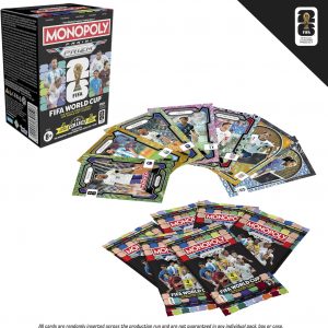 Monopoly Panini Prizm: Caja de cartas coleccionables de la Copa Mundial de la FIFA | Estrellas y leyendas actuales | Más de 2 jugadores, a partir de 8 años | Regalos para fanáticos del fútbol