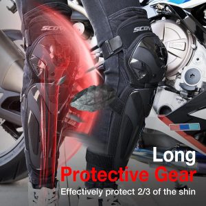 Scoyco Motorcycle Knee and Shin Guards – Motocross Knee Pads Adjustable TPU Protective Gear for Road Cycling | Adjustable Bands Protective Gear for Cycling