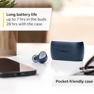 Jabra Elite 3 in Ear Wireless Bluetooth Earbuds – Noise Isolating True Wireless Buds with 4 Built-in Microphones for Clear Calls, Rich Bass, Customizable Sound, and Mono Mode - Navy