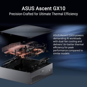 ASUS Ascent GX10 AI Supercomputer, DGX Spark, NVIDIA GB10 Superchip, 128GB LPDDR5x, 2TB PCIe Gen4 NVMe SSD, Wi-Fi 7 & BT5.4, Agentic AI Ready, Supports OpenClaw, NemoClaw, Stackable Chassis
