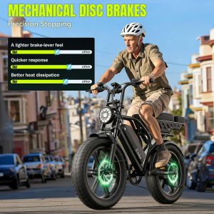 TST - Bicicleta eléctrica para adultos, 1500 W, pico de 20 pulgadas, neumático grueso, bicicleta eléctrica todoterreno de 60/130 millas, bicicleta eléctrica de cross – 48 V 15/30 AH batería probada
