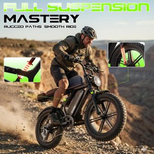 Bicicleta eléctrica para adultos, motor de pico de 1500 W, bicicleta retro E, rango de 65/120 millas, batería extraíble de 48 V 15 Ah, neumáticos gruesos de 20 x 4 pulgadas, suspensión completa