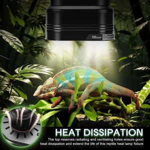 MECESOR Lámpara de doble reptil, lámpara de calor de reptil doble con control de termostato independiente y función de atenuación de temporizador, reflector de cúpula para dragón barbudo, terrario de