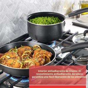 T-fal Signature - Juego de utensilios de cocina antiadherentes de 12 piezas, apto para horno y parrilla hasta 350°F, ollas y sartenes, juego de cocina con sartenes, cacerolas, sartén para saltear