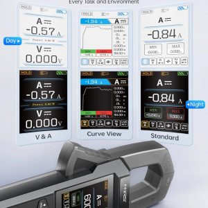 FNIRSI DMC-100 Multímetro de Pinza Digital de 9999 Contajes TRMS, Medidor de Amperaje Recargable con Registro de Curva de 600A, Mide NCV, Voltaje y Corriente AC/DC, Continuidad, Capacitancia, Diodo