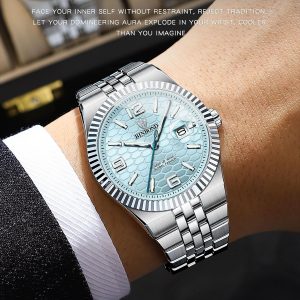 Mens Watches Stainless Steel Classic Business Waterproof Easy to Read Watch for Men with Date Chronograph Luminous Luxury Wrist Watches for Men