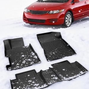 CreekT® All Weather Floor Mats for Honda Civic 2006-2011 (Not Fit Coupe) | for 4 Door 8th Gen, Custom Fit 5-Seat for Civic Sedan LX EX SI, Heavy Duty Rubber Accessories 2006 2007 2008 2009 2010 2011
