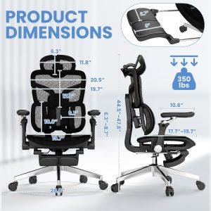 MOJAY Ergonomic Office Chair with Footrest | Big and Tall Design, High Back, 6D Armrest, 3D Headrest, Swivel Rolling, Home Office Use