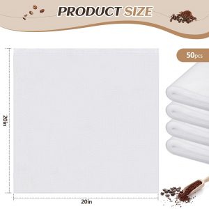 Cinnvoice 50 Pcs 20" x 20" Commercial Home Cold Brew Coffee Filter Bags with Drawstring, Disposable for Commercial Home Cold Brew Coffee Makers