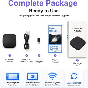 NCP0039 HansPilot CarKit CarBitLink x Baic Jetour Geely Chery Jac Gac Dongfeng Forthing Aeolus Kaiyi Hongqi Changan, Wired Carbitlink Phonelink Easy Connect to Wireless CarPlay Android Auto Adapter