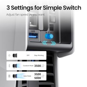 KIWIHOME Cooling Fan for PS5 Slim, Larger 3-Fan with Auto Speed USB3.0 | For 2023 PS5 Slim Disc/Digital Models with One Horizontal Line on Side Panel. Not for PS5 2020 or Pro 2024, White/Black