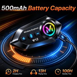 Auriculares Bluetooth para motocicleta, Bluetooth 5.3 con cancelación de ruido con sonido HD, radio FM y 13 horas de tiempo de reproducción, auriculares impermeables IPX6 para la mayoría de