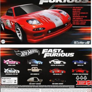Hot Wheels HVX27 Fast and Furious 10 Pack de Vehículos de Juguete, Mini Coche para Niños de 3 Años y Más
