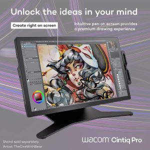 Wacom Cintiq Pro 27 Creative Pen Display (monitor de dibujo gráfico 4K con presión de lápiz 8192 y 99% Adobe RGB (DTH271K0A), color negro