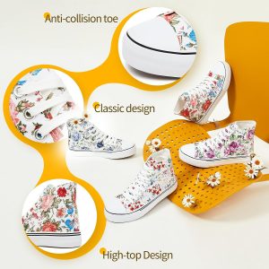 yageyan Womens High Top Canvas Sneakers Fashion Lace up White Shoes for Women Casual Classic