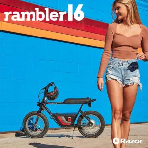 Razor Electric Bike for Ages 18+, 220 lb Max Weight, Black, w/ 350W Motor, 16” Tires & 36V Battery, Up to 15.5 MPH, Rambler 16 – Rechargeable Minibike for Teens and Adults