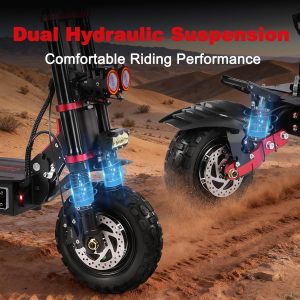 Adult Electric Scooter 55MPH Fast 6000W Dual Motors 60 Miles Long Range Off Road All Terrain Oil Hydraulic Brake Dual Suspension Sports ZonDoo ZO03 Scooter Electric for Heavy Duty Adults