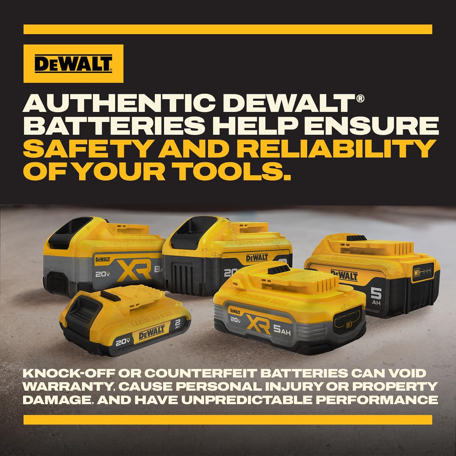 DEWALT 20V MAX 5 Ah Lithium Ion Battery 2-Pack (DCB205-2)