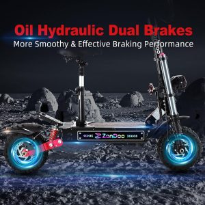 Adult Electric Scooter 55MPH Fast 6000W Dual Motors 60 Miles Long Range Off Road All Terrain Oil Hydraulic Brake Dual Suspension Sports ZonDoo ZO03 Scooter Electric for Heavy Duty Adults