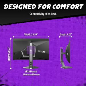 AOC Agon Pro 27 Inch Gaming Monitor QD OLED 240Hz 0.03ms, AG276QZD2 | 2560x1440 Computer Monitor, LED, HDR Ready, VESA Mount, Built-in Speakers, Console Ready, 4 year manufacturer Warranty