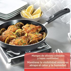 T-fal Signature - Juego de utensilios de cocina antiadherentes de 12 piezas, apto para horno y parrilla hasta 350°F, ollas y sartenes, juego de cocina con sartenes, cacerolas, sartén para saltear