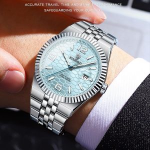 Mens Watches Stainless Steel Classic Business Waterproof Easy to Read Watch for Men with Date Chronograph Luminous Luxury Wrist Watches for Men