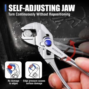 WORKPRO 2-Piece Mini Pliers Set, 4-Inch Water Pump Pliers & Pliers Wrench | Alloy Steel, Anti-Rust Coating, Quick Adjustment, Mini Groove Joint Plier & Smooth Jaw Plier, Pocket Size, Every-Day Carry