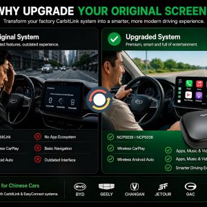 NCP0039 HansPilot CarKit CarBitLink x Baic Jetour Geely Chery Jac Gac Dongfeng Forthing Aeolus Kaiyi Hongqi Changan, Wired Carbitlink Phonelink Easy Connect to Wireless CarPlay Android Auto Adapter